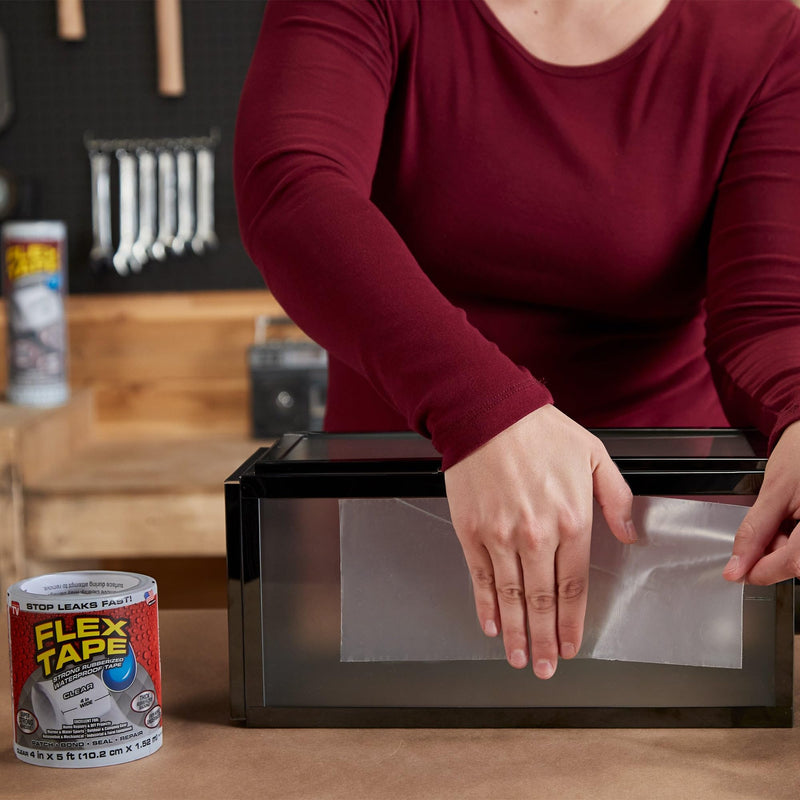 [Australia - AusPower] - Flex Tape, Original Thick Flexible Rubberized Waterproof Tape - Seal and Patch Leaks, Works Underwater, Indoor Outdoor - Home RV Roof Plumbing and Pool Repairs, Clear, 8 in x 5 ft, Pack of 1 8" x 5' (Pack of 1) 