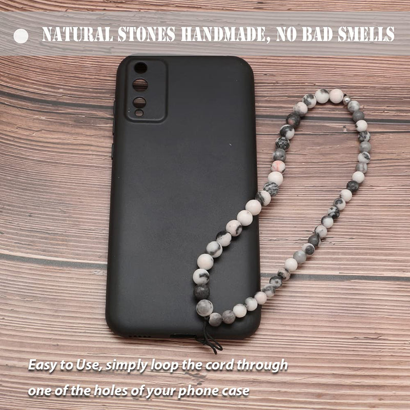 [Australia - AusPower] - C&L Accessories Beaded Phone Charm Cell Phone Lanyard Wrist Strap Handmade Natural Gemstone Pink Zebra Jasper 