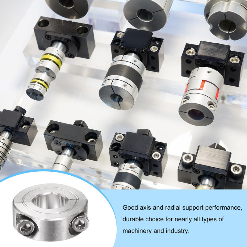 [Australia - AusPower] - HARFINGTON 4pcs Shaft Collar for 1/2" Rod 1-1/8" OD 13/32" Width 304 Stainless Steel Double Split Axle Clamp-On Collar with Set Screw 1/2" Bore 