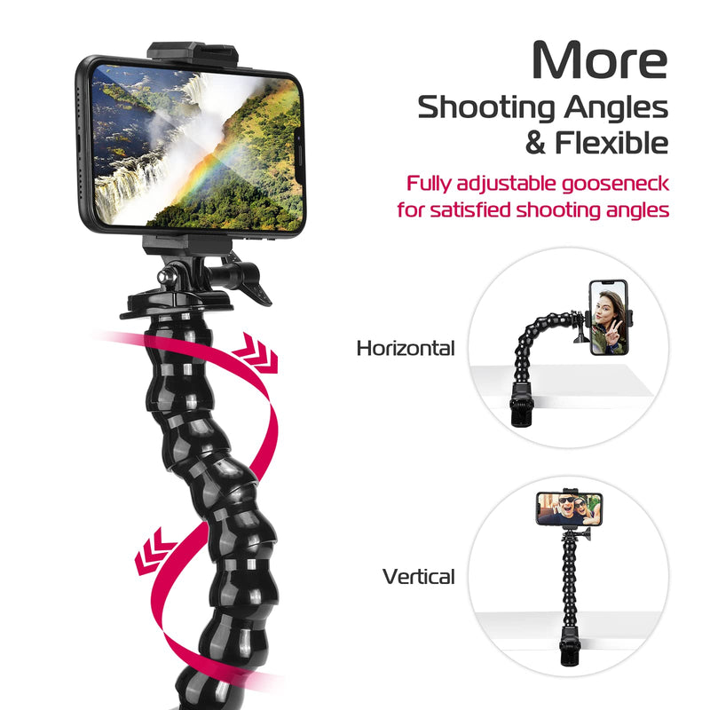 [Australia - AusPower] - ULANZI Jaws Flex Clamp Mount with Adjustable Gooseneck Compatible with 4-7'' Smartphone, GoPro Hero 11, 10, 9, 8, 7, 6, 5, 4, Session, 3+, 3, 2, 1, Max, Hero (2018), Fusion, DJI Osmo Action Cameras 