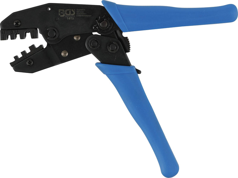 BGS 1419 Ratchet Crimping Tool for Uninsulated Cable Lugs, Black/Blue, 0.5-6 mm | For uninsulated cable lugs 0.5 - 6 mm², length 215 mm For uninsulated cable lugs 0.5 - 6 mm²