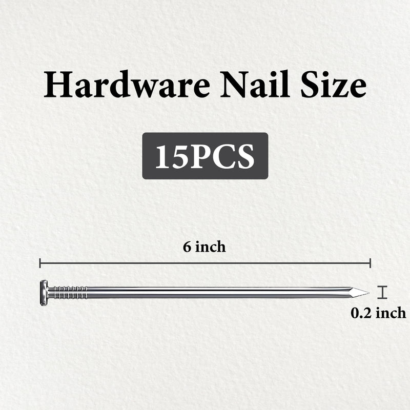 [Australia - AusPower] - 15PCS 6 in Hardware Nails, Wood Nails, Long Nails, Galvanized Concrete Wall Nail for Hanging Pictures and Woodworking, Cement Nails Suit for Drywall and Pine 6 In (15 Nails) 