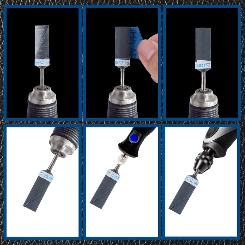 12pcs 400-2000 Grit Sanding Rollers for Tools, Drum Grinder Set for Rotary Tools, Drum Mandrels for Grinding and Polishing Wood, Plastic and Metal