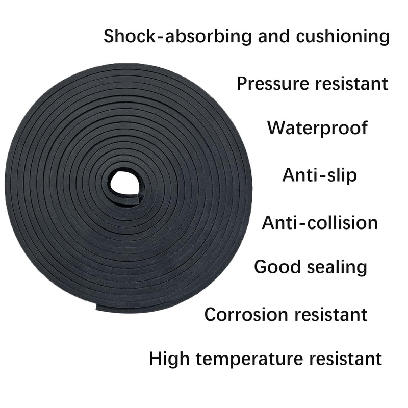 Solid Rubber Strips 1/8 (.125)" Thick X 1" Wide X 10'Long, Solid Rubber Sheet for Anti-Slip Pads, Flooring, Seals, Crafts, Anti-Vibration, Gaskets DIY 1"X10'X1/8 No Adhesive