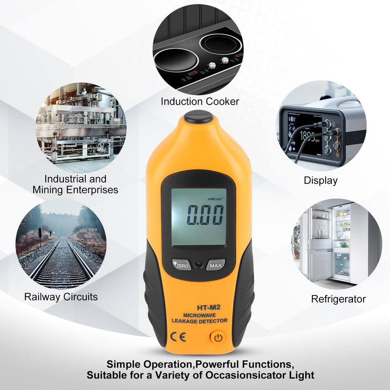 Microwave Detector, Digital LCD Display Microwave Leak Detector, Built in Alarm Function, HT-M2 EMF Meter for Home Microwave Oven Testing （Battery Not Included