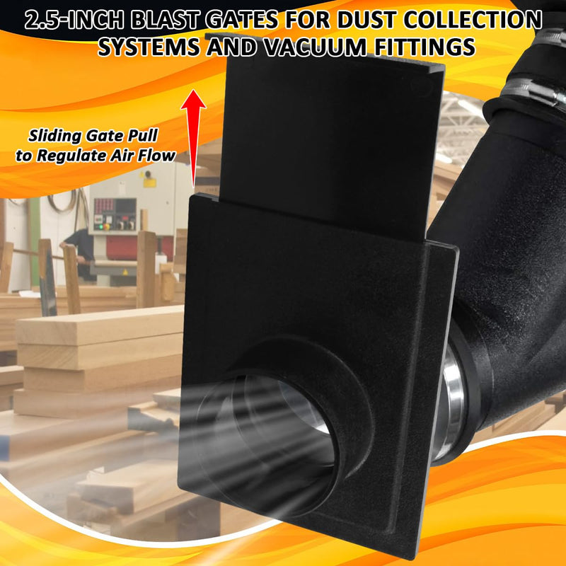2pcs 2.5in Blast Gates- Blast Gates 70133 1/2 Inchfor for vacuum & dust collector accessories or fittings,Connect 2.5 in ID dust collector hoses/Ports
