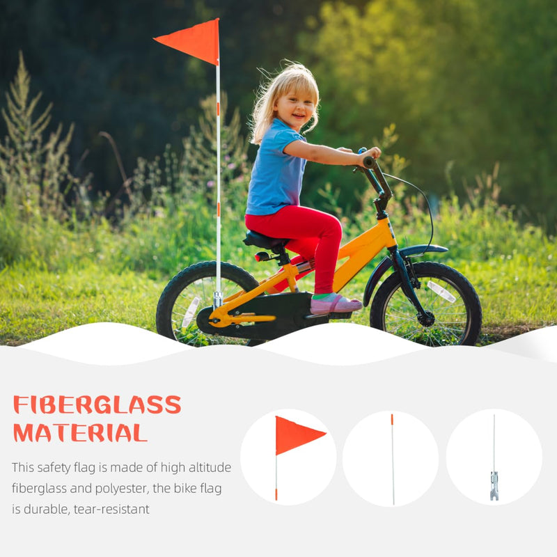[Australia - AusPower] - Yardwe Bike Safety Flag with Pole, 2 Set Adjustable Height Bike Flags Waterproof Orange Safety Flag with Reflective Strip (6-Foot) 