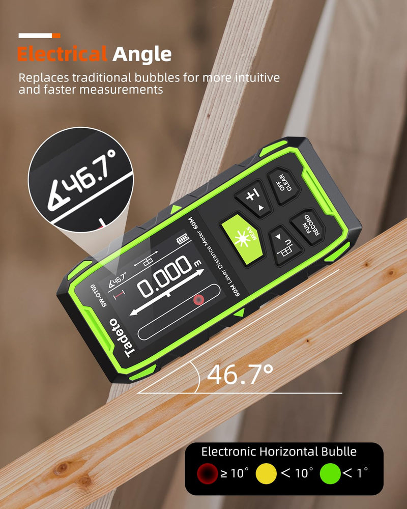 [Australia - AusPower] - Tadeto Dual Laser Measuring Tool, 393FT/120M Bilateral Laser Measurement Tool Backlit LCD Display, Rechargeable Laser Measure with Ft/in/M Multiple Units Length/Area/Volume/Angle Green 