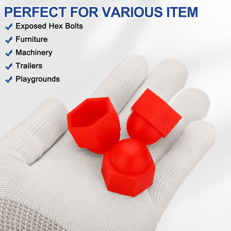 [Australia - AusPower] - PATIKIL 50 Pcs Hex Nut Cover, M14x22x27mm Nylon Screws Bolt Covers Caps Dome Acorn Hex Head Bolt Protection Cap for Screws Nut, Red 