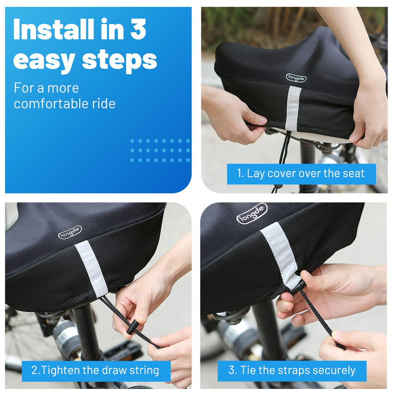 [Australia - AusPower] - Wide Bike Seat Cover – 13.5” x 10.5” Gel Padded Bicycle Cushion for YLG Saddle – Anti-Slip, Medium Firm Support for Indoor & Outdoor Riding 