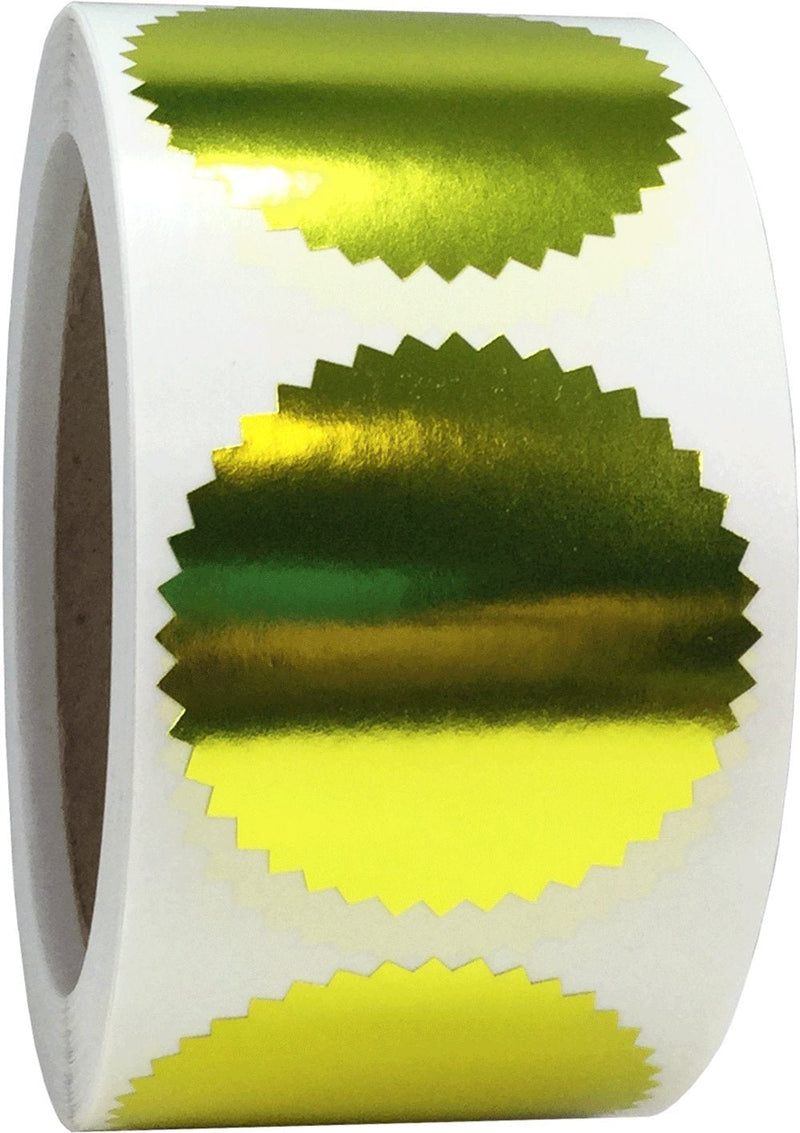 Envelope Package Seals Serrated Edge Color Coding Labels Metallic Gold Certificate Award Stickers 2 Inch Round 500 Total Adhesive Stickers
