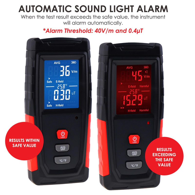 [Australia - AusPower] - EMF Meter, Handheld LCD Digital Radiation Detector for Electromagnetic Fields, EMF Meter Magnetic Field Rechargeable for Home, Office, Outdoor EMF Inspections Hand EMF Meter 