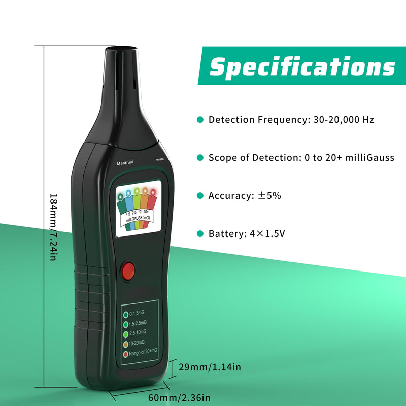 [Australia - AusPower] - EMF Meters, Electromagnetic Field Detector with 5 LEDs, Ghost Hunter Equipment, EMF Detector 30 Hz - 20,000 Hz, EMF Tester for Ghost Hunters, EMF Reader 