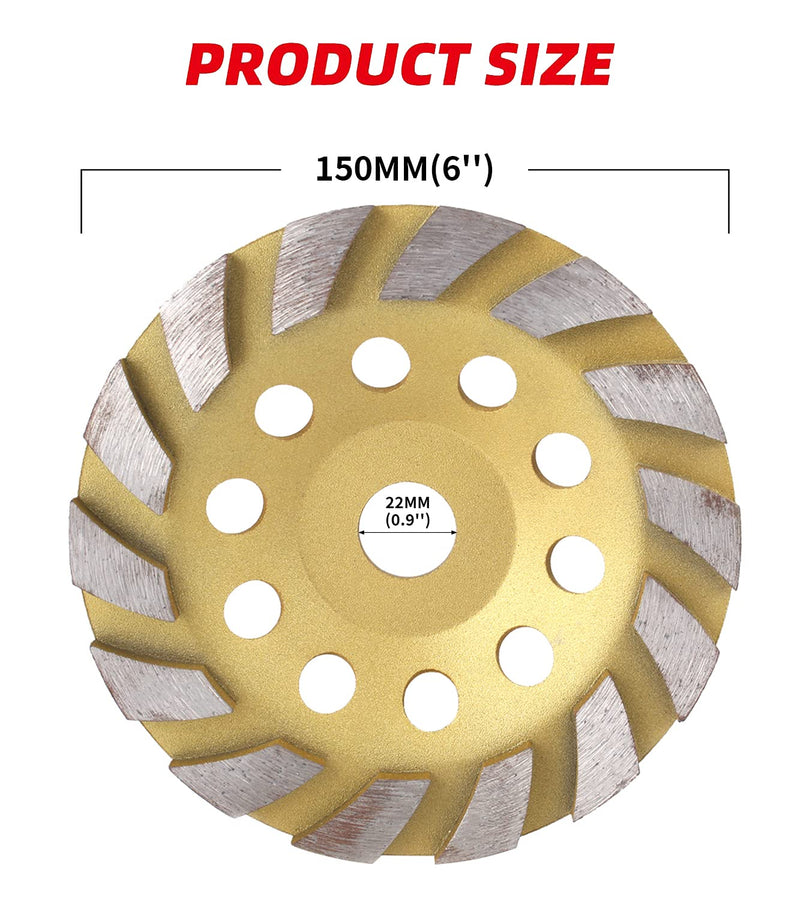 [Australia - AusPower] - BAIWEN 6 inch Concrete Grinding Wheel,Diamond Cup Wheel Angle Grinder Wheels Grinding of Concrete, Granite,Masonry 6 inch Diamond Grinding Wheel 