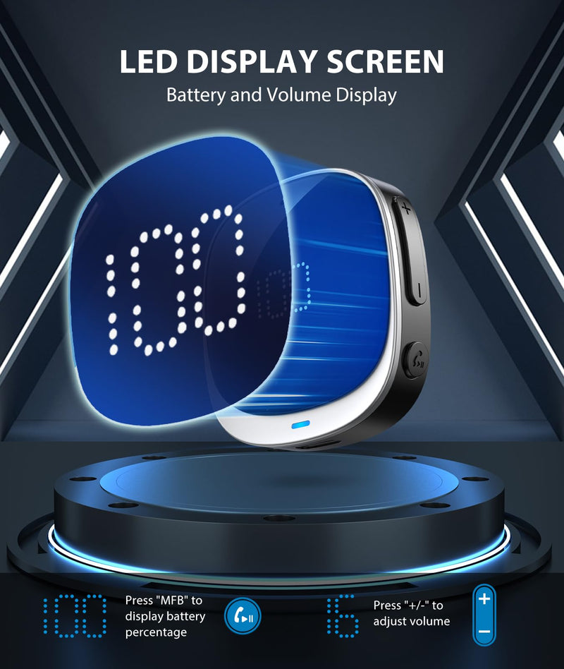 [Australia - AusPower] - COMSOON AUX Bluetooth Adapter for Car, [LED Screen] Bluetooth 5.3 Receiver for Speaker/Home Stereo/Wired Headphones, 3.5mm Wireless Audio Receiver for Hands-Free Call/Music, Dual Connection 