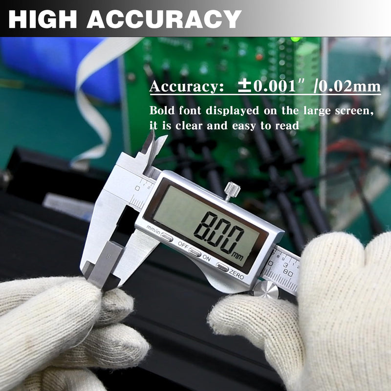 [Australia - AusPower] - Digital Caliper, Vernier Calipers Measuring Tool, Stainless Steel Electronic Digital Calipers with Large LCD Screen, 6 inch/ 150mm, Auto - Off, Inch/mm Conversion 