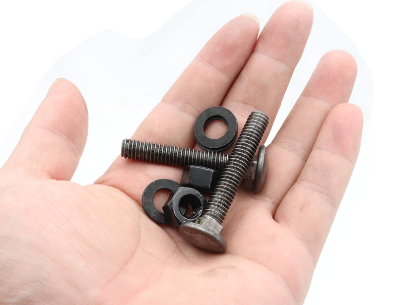 [Australia - AusPower] - LBY 10 Sets 5/16-18 x 2" Carriage Bolts Screws Round Head Square Neck and Hex Nuts & Flat Washers, 45# Steel, Black 5/16-18 x 2" 