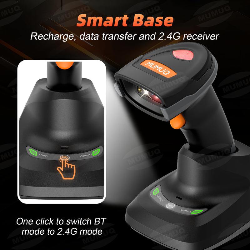 Wireless Barcode Scanner, 2D 1D Bluetooth Scanner Handheld Bar Code Reader for Tablet iPhone iPad Android iOS PC POS with Charging Dock
