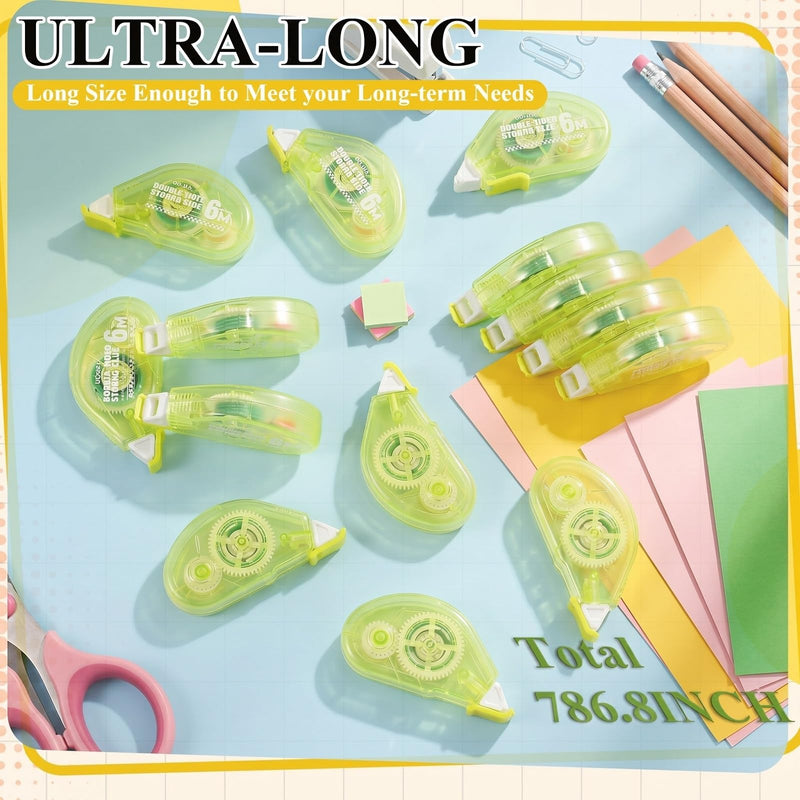 AmazingSpark 40 Pcs Operation Double Sided Tape Roller Bulk, 0.24inch x 19.67ft Scrapbook Tape, Adhesive Glue Roller for Scrapbooking Supplies Journaling School Office Supplies (Yellow) Yellow