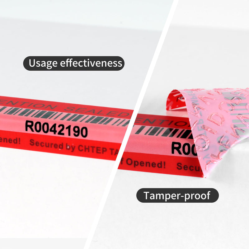 ChtepTamper Tamper-Evident Security Labels, Red, 1x3.54 inches | 100 Pieces, No Transfer, Serial Number, Goods Shipping, Privacy Protection