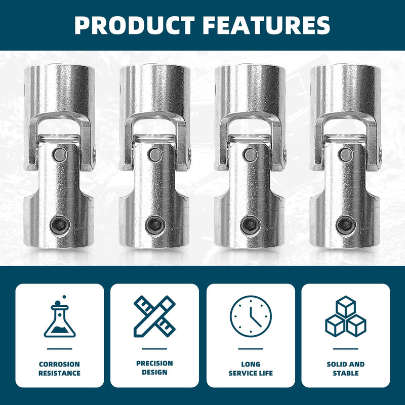 [Australia - AusPower] - 4 Pcs 8mm to 8mm Universal Joint Shaft Coupling Rotatable Metal Shaf Coupling Motor Connector Coupler with Screws and Wrench for RC Car Robot Crawler Boat 