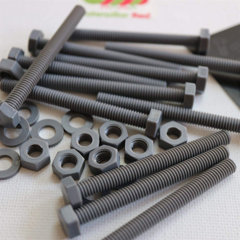 [Australia - AusPower] - 50 x Hexagon Head Screws Grey PVC Plastic nuts and bolts, Hex Head, oxidation resistant, weather resistant, UPVC, Plastic nuts and bolts, M6 x 60mm, (15/64 x 2-23/64 in) 
