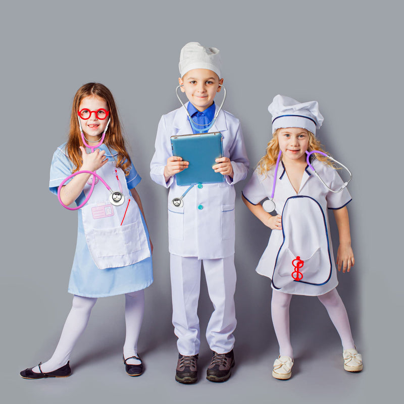 [Australia - AusPower] - 4 Pack Dual Head Stethoscope Kids Doctor Stethoscope Toy for Cosplay Educational Equipment, 4 Colors 