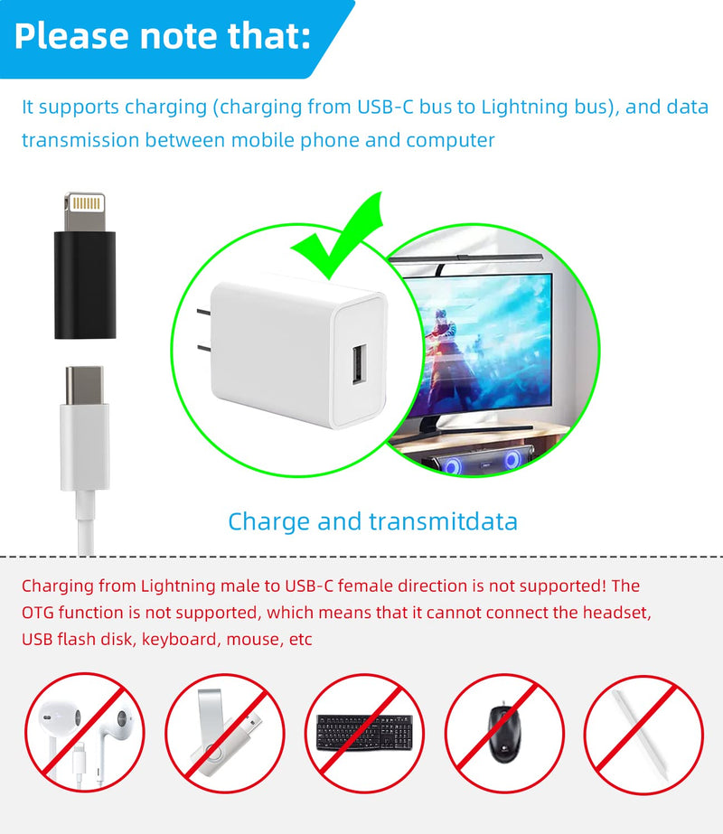 [Australia - AusPower] - zoyuzan 3Pack USB C Female to Lightning Male Adapter for iPhone 12/11/8 X XR/XS/SE/7Plus/Pro Max Ipad Air Mini Type Compatible with Charging Support Data Transmission Connect 