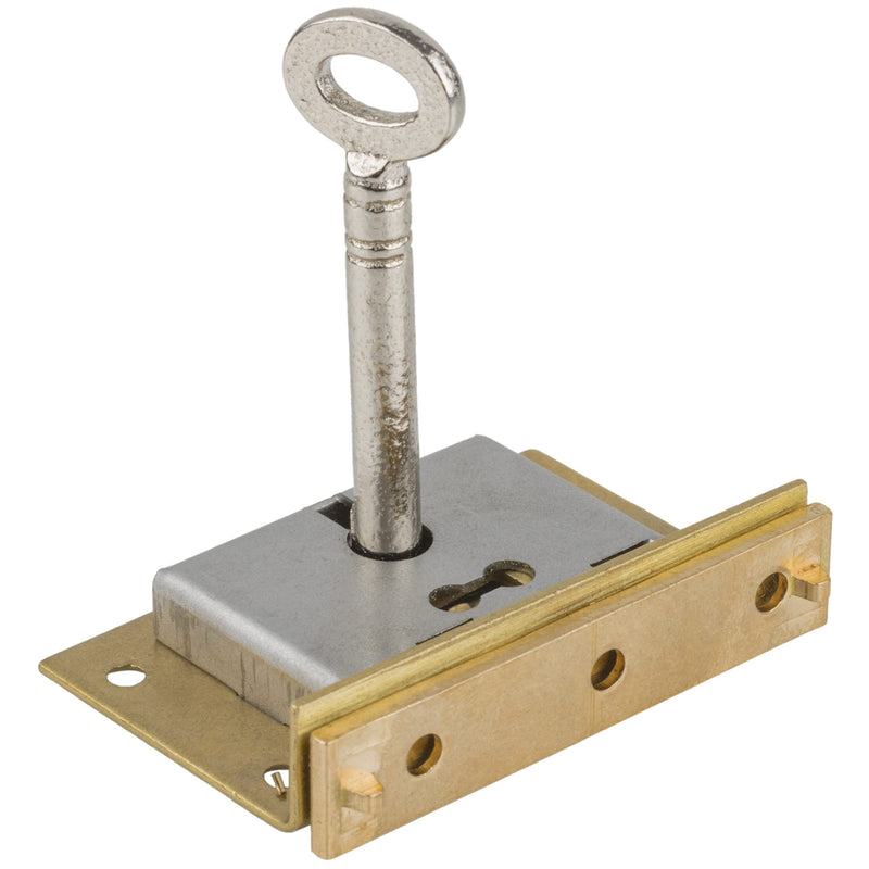 Medium Brass Half Mortise Chest or Box Lock with Two Skeleton Keys | HL2-SB-2K With Two Keys