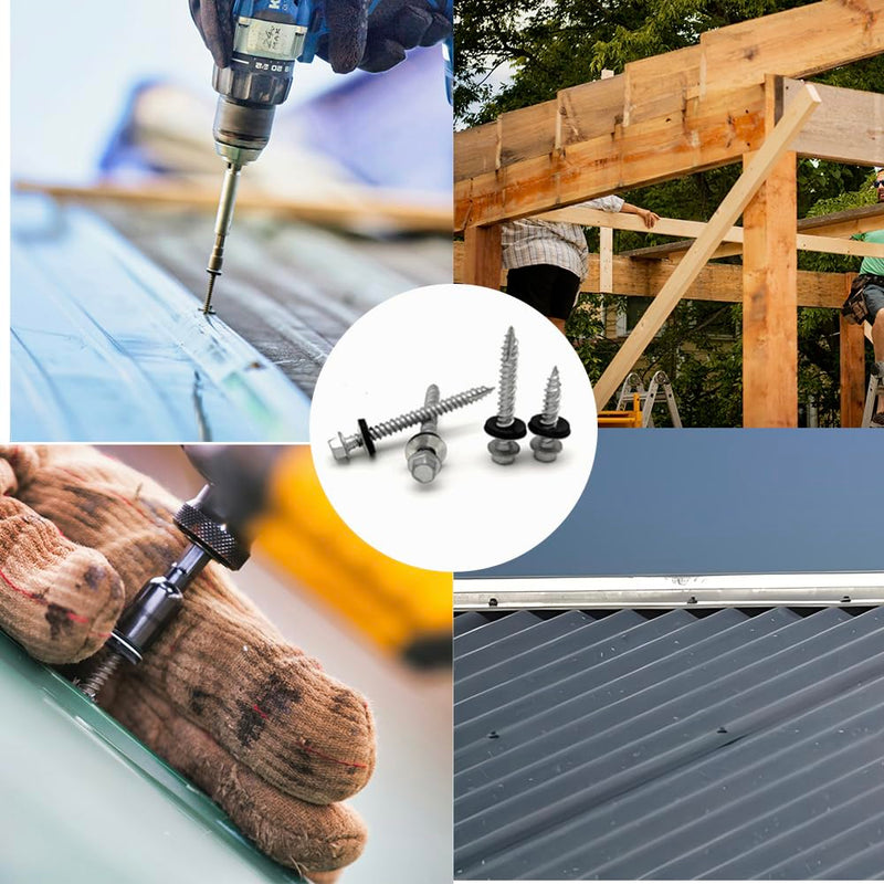 [Australia - AusPower] - Metal Roof Screws #10 x 1 inch, 100 Pack with Magnetic Hex Bit, Anti-Corrosion Coating #10X1" 