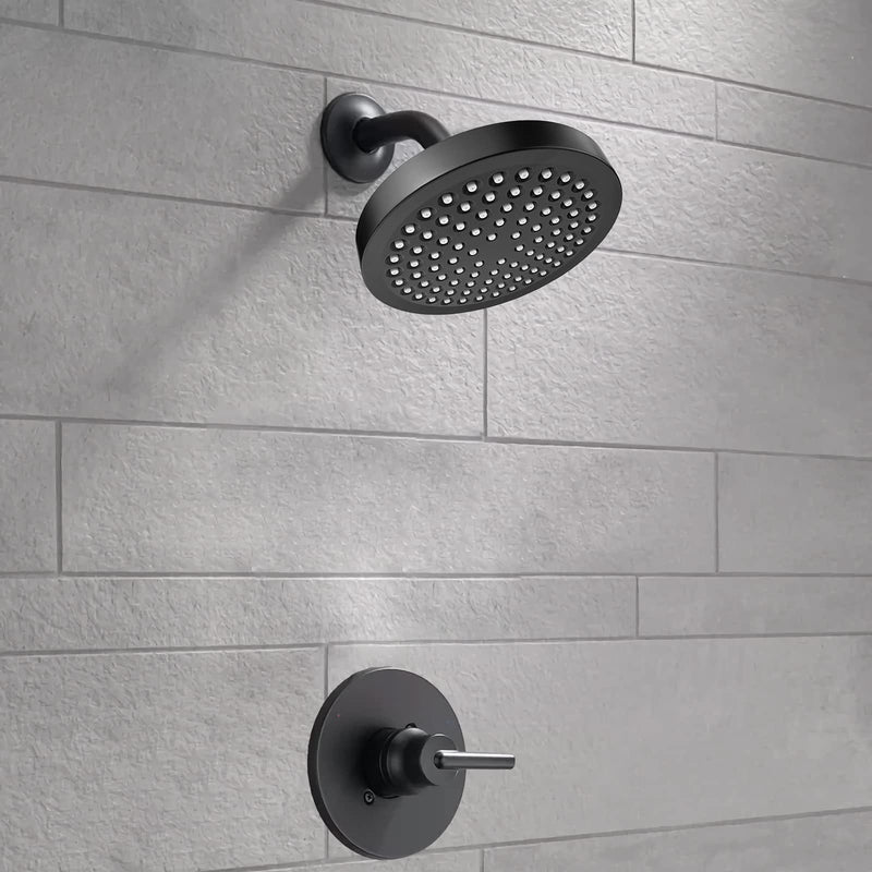 High Pressure Rain Shower Head with Arm - High Flow Rainfall Showerhead - Luxury Modern Look - Pressure Boosting (6" Shower Head with 6" Arm, Matte Black) Shower Head + 6 Inch Shower Arm Midnight Black Matte
