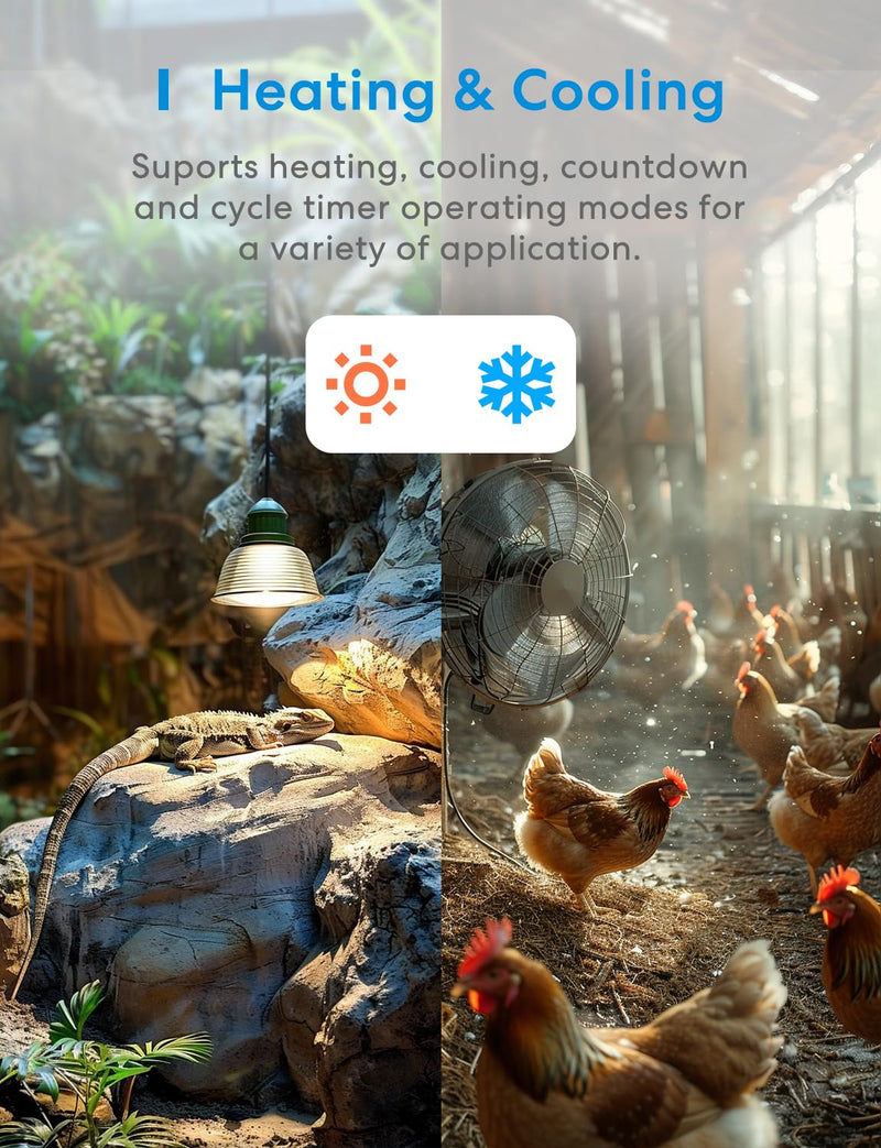 [Australia - AusPower] - meross Smart Temperature Controller Thermostat Monitor Control Heating Cooling 120V 15A 1800W, Works with Apple Home, Alexa, Google Home for Home Brewing Fermentation Incubation Reptiles Green House. New Temperature Controller 