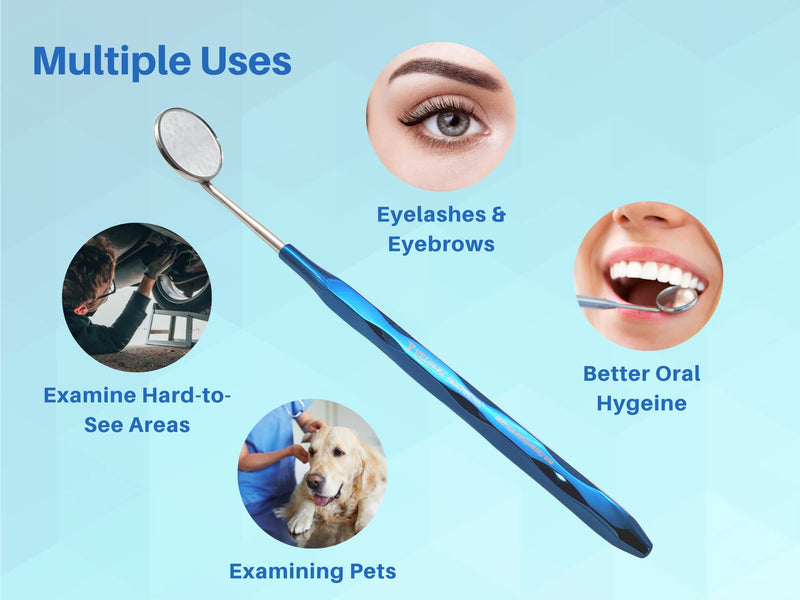 [Australia - AusPower] - Dental Mirror Stainless Steel with Blue Plasma Handle, Set of 5 Dental Mirrors Front Surface Rhodium Plasma Coated Cone Socket Threading by Artman Instruments 