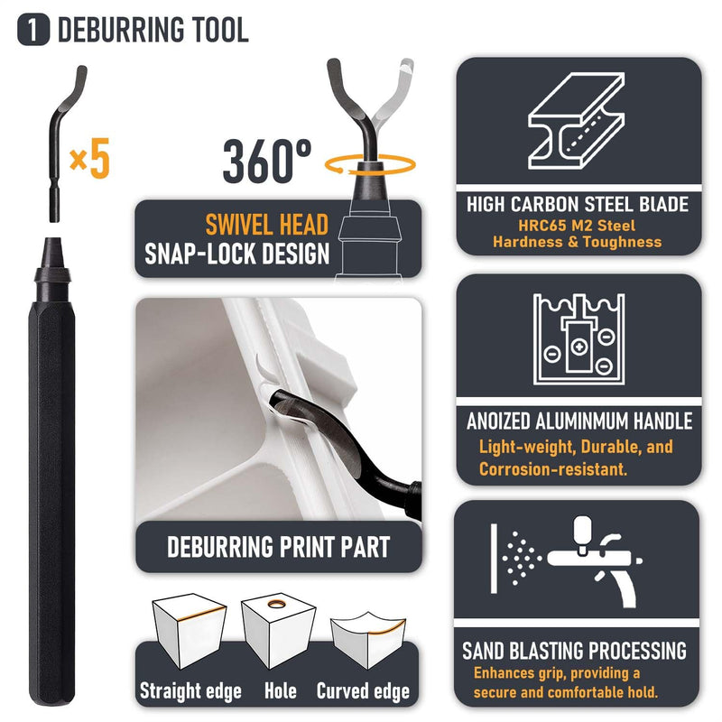 3D Printer Tools Kit, Quality 3D Printing Tool Kit for Model Finishing/Deburring/Drilling, 3D Printer Accessories for All FDM/SLA Printers Removing Support, Cutting Filament, Cleaning Nozzle