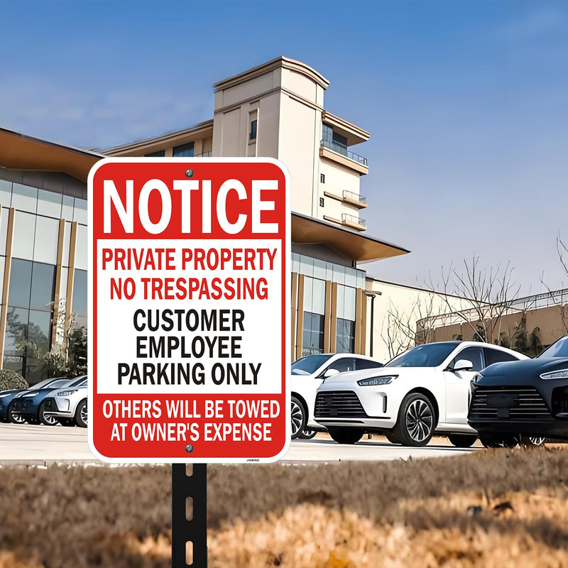 2 Pack Notice Private Property No Trespassing Customer/Employee Parking Only Signs. 18 x 12 Inch Others Towed Warning Sign. Customer Parking Reflective Rust Free Aluminum, Weatherproof & UV Protected