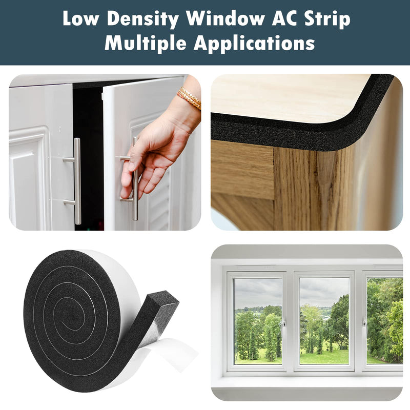 YIJUHOU Weather Stripping Door Seal Window Air Conditoner Insulation Foam Seal Tape Black Open Cell Door Seal Strip (2IN*1IN*6.5FT) 2IN*1IN*6.5FT