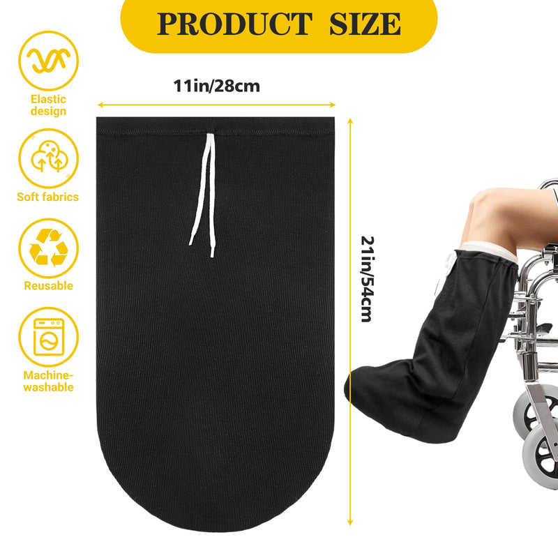 [Australia - AusPower] - Max Shape Washable Leg Cast Cover, Adjustable Knee Sock for Men & Women, Medium Short Foot Cover (Black+Black) Black+black 