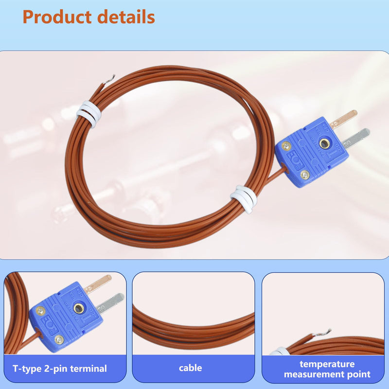 [Australia - AusPower] - T-Type thermocouple Probe -300°F-500°F Cable Length 78in Type T Thermocouple Probe 2 Packs 