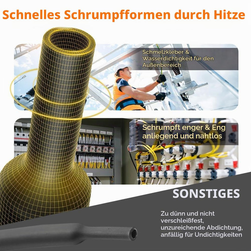3:1 Heat Shrink Tube, Diameter 15.4 mm, 1.5 m Length, Heat Shrink Tubing, Waterproof Cable, Connect, Heat Shrink Tubing, Insulation Tape, Black for Cable Insulation, Marking, Cable Bundling, Repair (Diameter 15.4 mm) Durchmesser 15,4 mm