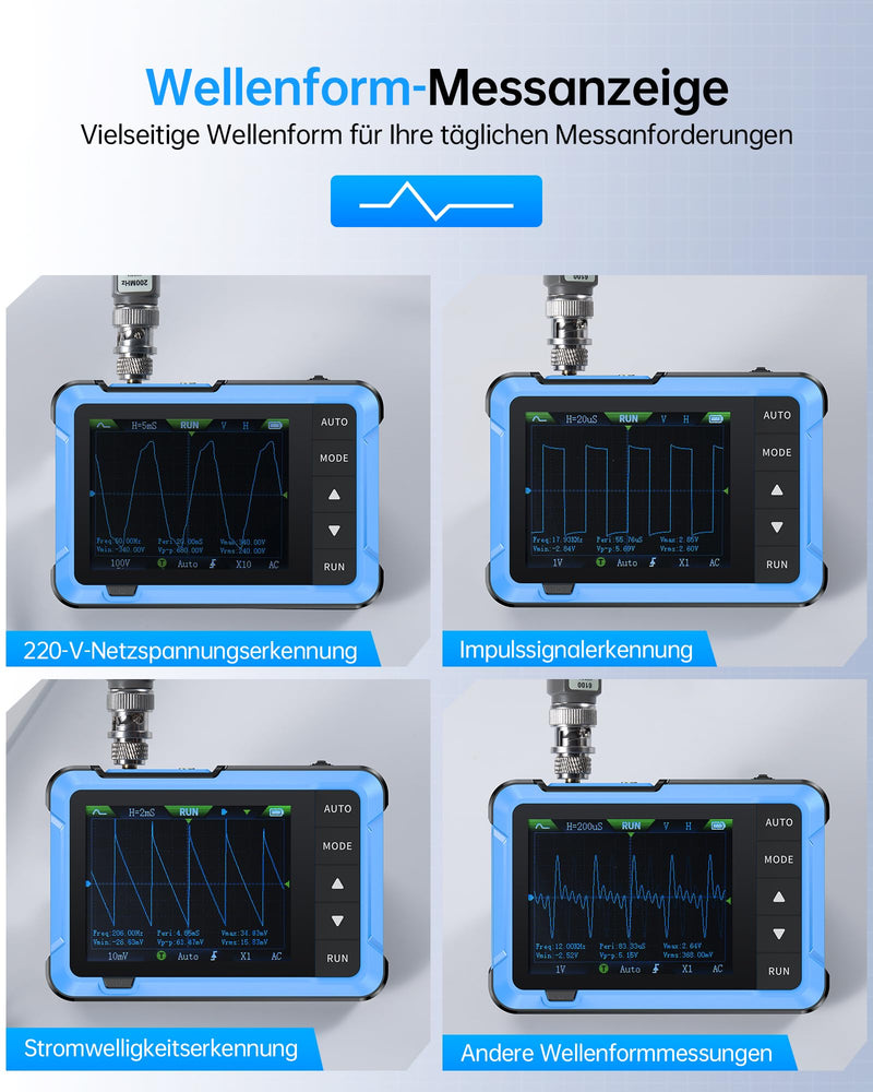 FNIRSI DSO-510 2-in-1 10MHz Handheld Oscilloscope DDS Signal Generator | 48MS/s, 2.8 inch TFT display, digital oscilloscope, one-button auto setup, auto/normal/single trigger modes for electronics