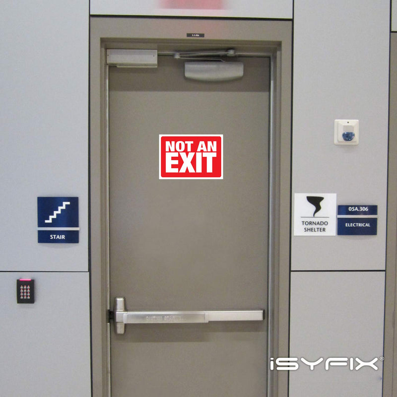 iSYFIX Not an Exit Stickers – 12 Pack 10x7 Inch – Premium Self-Adhesive Vinyl, Laminated for Ultimate UV, Weather, Scratch, Water, and Fade Resistance, for Office, Buildings, Workplace & More. 12 Pk 10x7 Sticker Red