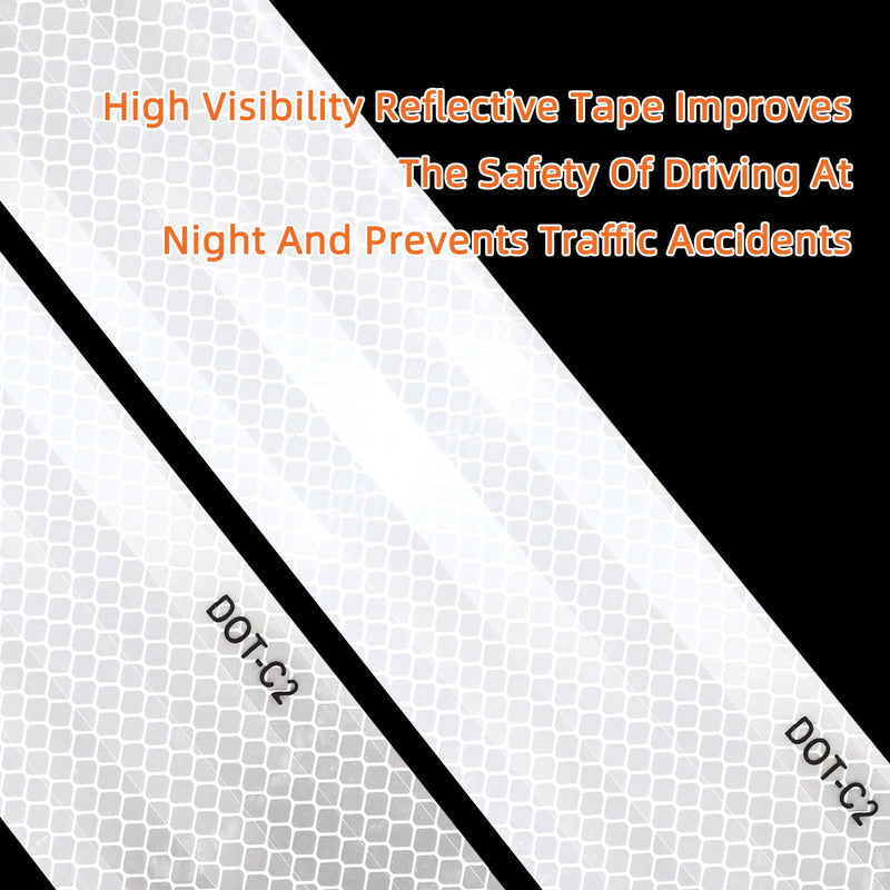 QILIMA 3 Rolls 2 Inch x 30 FT White Reflective Tape 2 Inch Outdoor Waterproof for Vehicles - High-Visibility Safety Reflector Tape for Bicycles, Trucks, Trailers - Reflective Stickers，Total 99 Ft