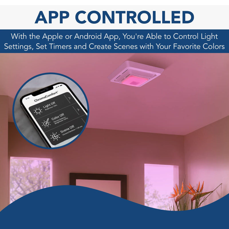 Broan-NuTone FG800RGBS Genuine Replacement Cover (Bath Fan Not Included) with ChromaComfort LED Light and Sensonic Bluetooth Speaker, Fits Select Bathroom Fan Models Bluetooth LED Cover/Grille