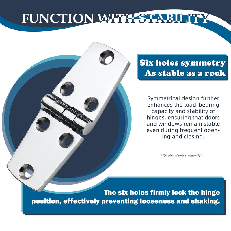 SHENGHUISS Boat Hinge 316 Stainless Steel Hinges, Marine Grade Boat Hatch Hinge Heavy Dudy Boat Door Hinges 4 Inch 2 Pack with Screws for Boats/Doors/Windows/RVs etc 4 inch x 1.5 inch 2 Pack