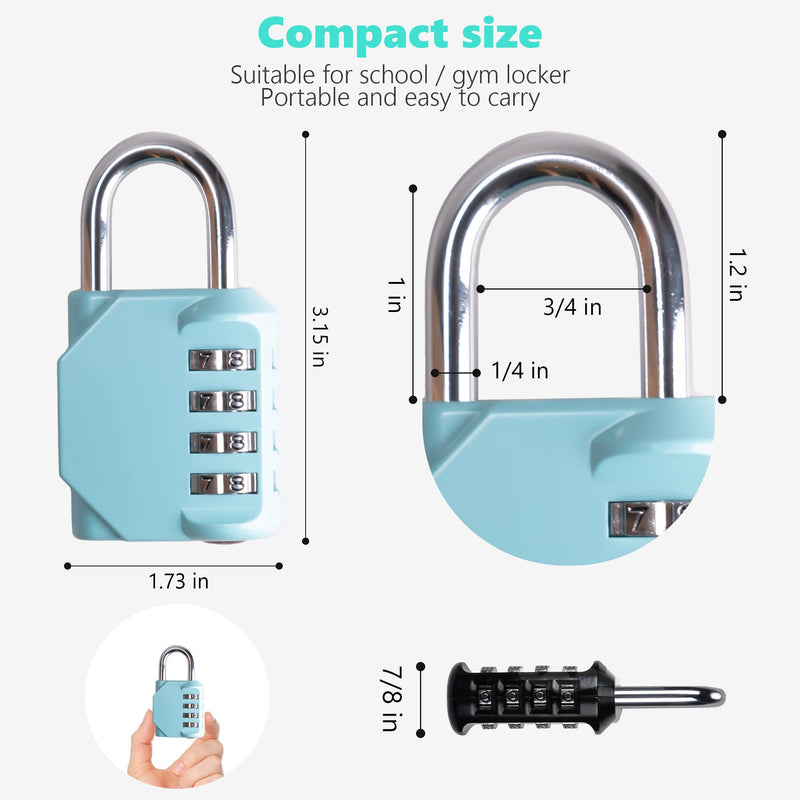 [Australia - AusPower] - CL11AS Combination Lock, 4 Digit Outdoor Combination Padlock Set Your own Combination for Gym Locker Lock, School, Gates, Doors, Toolbox, Hasps and Storage (Aqua Sky *1) Aqua Sky *1 