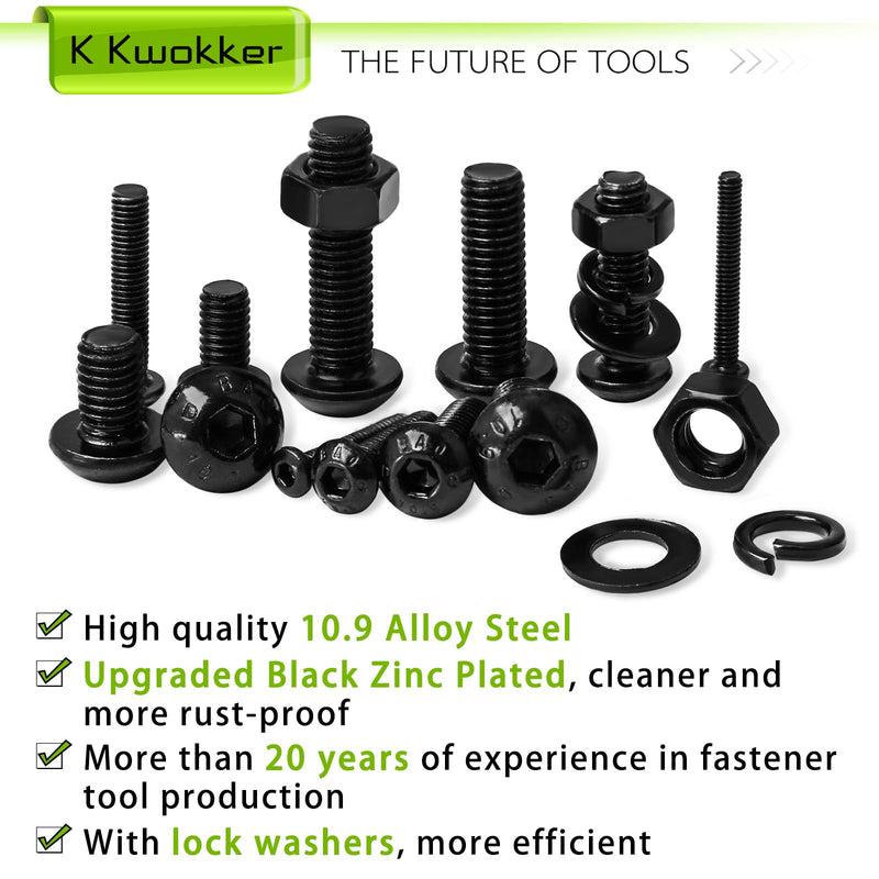 [Australia - AusPower] - #2-56#4-40#6-32#8-32#10-24 Phillips Pan Head Machine Screw Set + M2 M3 M4 M5 Hex Button Head Cap Screw Bolts and Nuts Kit 