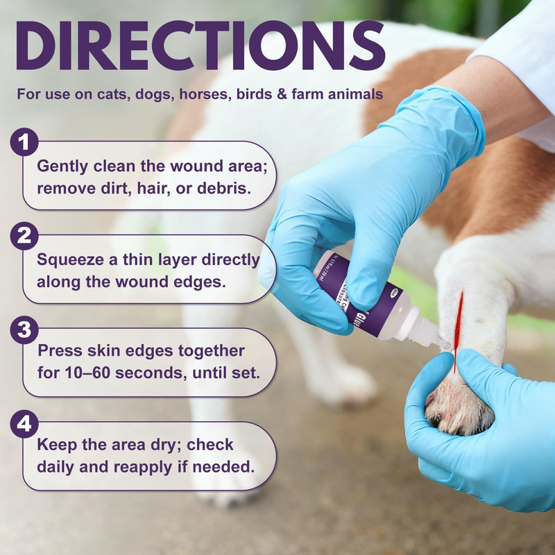 [Australia - AusPower] - Quick-Setting Animal Surgical Glue 20ml – Fast Bleeding Control & Wound Closure for Pets | Strong & Flexible Veterinary Adhesive – Relieves Pain from Cuts, Scrapes & Lacerations 