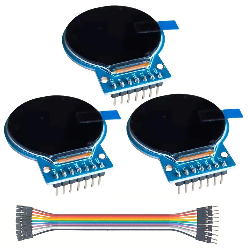 [Australia - AusPower] - 3Pcs TFT LCD Display Screen Compatible with for Arduino (1.28 Inch 240x240) Round Full Color HD IPS Full View RGB Touching Display GC9A01 Driver Chips 7 Pin SPI Interfac Welding Pins 