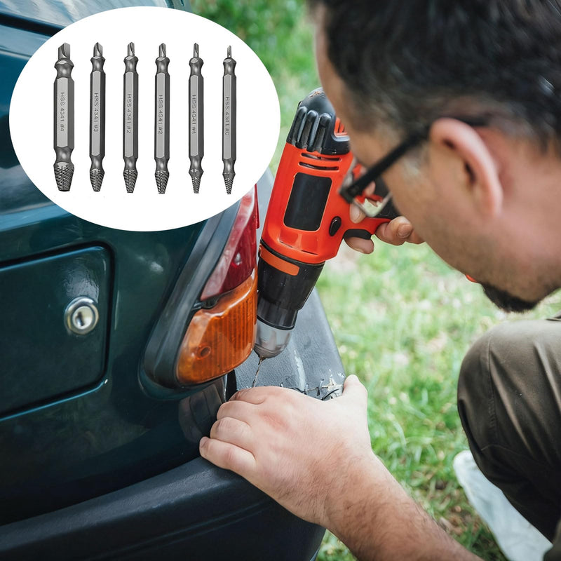 6-Piece Screw Extractor Set Made of High-Speed Steel Screw Extractor Includes Storage Case for Unscrewing Rusted or Worn Screws