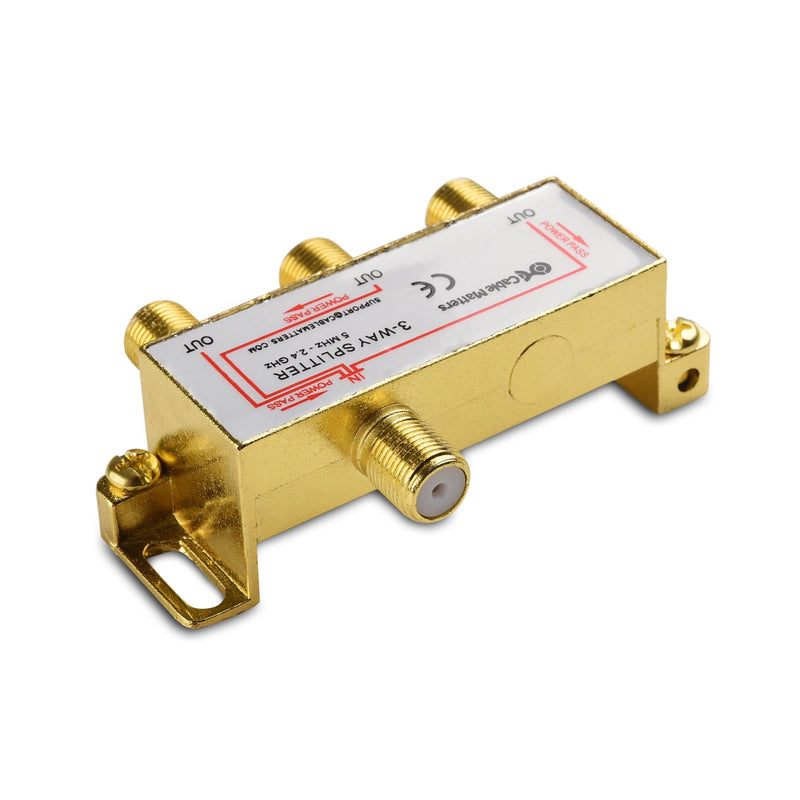 [Australia - AusPower] - Cable Matters 2-Pack 2.4 Ghz 3 Way Coaxial Cable Splitter for STB TV, Antenna and MoCA Network - All Port Power Passing - Gold Plated and Corrosion Resistant 3-Way 